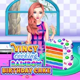 Vincy Cooking Rainbow Birthday Cake on Astra Games